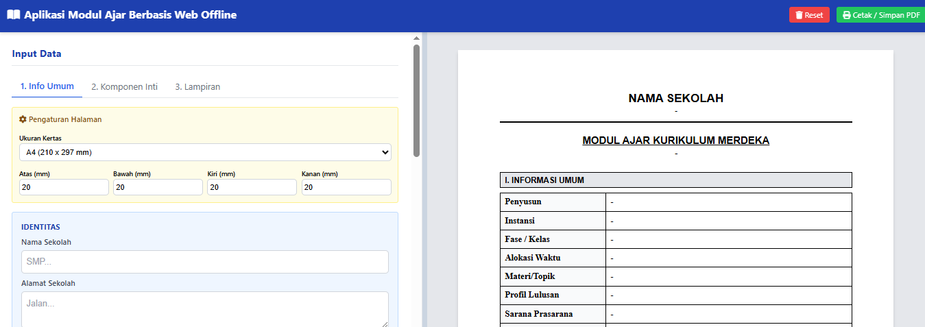 Aplikasi Modul Ajar Kurikulum Merdeka Berbasis Web